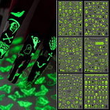 Luminous Halloween Nail Art Stickers 3D Halloween Nail Decals Halloween Nail Designs Supplies Horror Alien Ghost Face Skull Pumpkin Snake Bat Spider Witch Nail Sticker for Women Girls (8 Sheets)