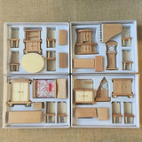 4 Boxes Set Dollhouse Miniature Unpainted Wooden Furniture Suite 1/24 Scale Model by worldpeace09