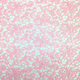 Web Floral Guipure Corded French Lace Embroidery Fabric 52" wide Many Colors (Pink)
