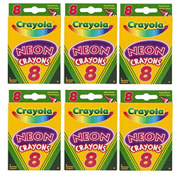 Crayola Neon Crayons, 8 Count, 6 PACK