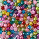 Craftdady 500Pcs 10mm Transparent Crackle Glass Round Beads Tiny Handcrafted Loose Pony Ball Beads Random Mixed Colors for Jewelry Making Hole: 1mm