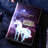 Unicorn Lock Diary Combination Lock Journal Personal Constellation Secret Writing Journal Notebook Daily Planner Hardcover Agenda Gifts for Kids Girls Boys Women,7.4 X 5.1 in,White Unicorn