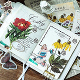 60 PCS Watercolor Vintage Flower Plant Stickers Decals for Laptop Scrapbooking Journal Planner Card Making