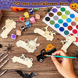 32 Pieces Halloween Truck Pumpkin Cutout Wooden Unfinished Wood Carved Slices Holiday Crafts Unpainted Truck Shape Pumpkin Cutout for Halloween Decorations DIY Art Painting Supplies Crafts