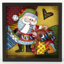 Enesco Rudolph Britto Gift Rudolph and Santa Pop Art Block Figurine, 6-Inch