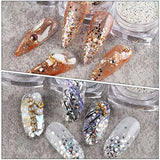 Nail Glitter Holographic Nail Acrylic Powder Sequins Different Mixed Retro Copper Sparkles 3D Flakes for Acrylic Nails Women Nail Art Decoration Manicure DIY Cosmetic (6 Boxes)