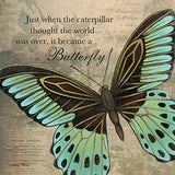 Inspirational Butterfly "If Nothing Ever Changed There Would Be No Butterflies" and "Just When The Caterpillar Thought The World Was Over, It Became A Butterfly"; Two 12x12in Hand-Stretched Canvases