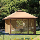 Suntime Outdoor Pop Up Gazebo Canopy with Mosquito Netting and Solar LED Light for Parties and Outdoor Activities