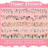360 Pieces Flower Butterfly Stickers Transparent Vintage Nature Floral Stickers Decorative Decals for Scrapbook Journals Laptop Album Bottles DIY Crafts
