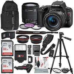 Canon EOS Rebel SL2 DSLR Wi-Fi Camera with EF-S 18-55mm STM Lens (Black) Bundle w/Flash + Lenses