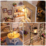Fsolis DIY Dollhouse Miniature Kit with Furniture, 3D Wooden Miniature House with Dust Cover and Music Movement, Miniature Dolls House kit (H13)