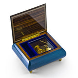Gorgeous Dark Blue Stain Heart and Floral Wood Inlay Music Box - Hey Jude (The Beatles)