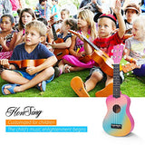 Honsing Kids Ukulele,Soprano Ukulele Beginner,Hawaii kids Guitar Uke Basswood 21 inches with Gig Bag- Rainbow Stripes Color matte finish