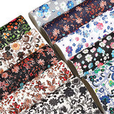 Funcolor 10Pcs/Set 8x12 Inch A4 Sheet Pattern Printed Flower Floral Faux Leather Fabric Synthetic Leather Sheet Assorted Faux leather Sheets Bundle for Making Earrings, Bows, Jewelry, Wallet, and DIY Sewing Craft