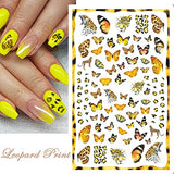 Butterfly Nail Art Stickers, 5 Sheets Colorful Butterfly 3D Nail Stickers Flowers Leaves Self Adhesive Nail Art Supplies Butterfly Nail Decals for Nail Art Butterfly Stickers Nail Decorations for Women Girls