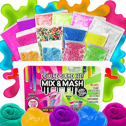 COMPOUND KINGS Mix & Mash Tub Pink Colorful Fluffy Slime, Clearz Slime, Foam Beads, Glitter Mix Ins, DIY Slime Kit for Kids Non-Sticky Slime, Non-Toxic & Non-Drying Sensory Slime