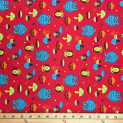 Cotton Printed Flannel Fabric 45" Wide Soft Warm Comfy By The Yard Owl (10 yards)