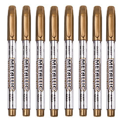 Looneng Metallic Marker Pens, Gold Metallic Permanent Markers for DIY Scrapbooking, Crafts, Artist Illustration, Value Set of 8
