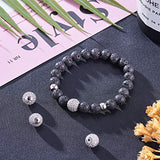 NBEADS 1 Box 180 Pcs 8mm Natural Black Lava Beads Gemstone Round Loose Beads Energy Stone Healing