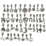 RUBYCA 40Pcs Tibetan Silver Color Connector Bails Mix Beads with Pendant fit Charm Bracelet 201