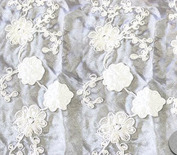 Organza Fabric Floral Hand Beaded Cording 02 WHITE / 50" Wide / Sold by the Yard