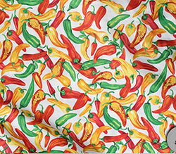 Polycotton Fabric Printed CHILI / 60" Wide / Sold by the Yard