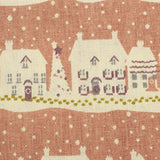 RayLineDo 100% Cotton Linen Printed Sewing Fabric Winter Snow in Pink Patchwork Tablecloth 150cm