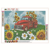 Koikify 5D Diamond Painting Kits for Adults and Kids Sunflower Red Truck Diamond Painting DIY Little Daisy Diamond Art Kit Round Full Drill Jewel Art Picture for Home Wall Decor