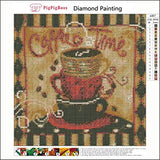 Coffee Time Diamond Painting Kits - PigBoss 5D Full Diamond Painting by Numbers - Crystal Diamond Embroidery Cross Stitch Coffee Kitchen Decor Art Gift for Adults (11.8 x 11.8 inches)