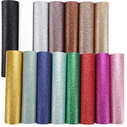 Picheng 15 PCS Glitter Faux Leather Sheets: 8.2 x 11.8 Inch A4 Mixed Bundle,ShinyFaux Leather Fabric Leather Synthetic, for DIY Crafts Wedding Sewing Making Earrings…