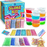 Upside Up Slime Kit & Supplies (Containers, Charms, Fishbowl Beads, Foam Balls, & More!) | DIY Fluffy, Cloud & Clear Premade Slime Making Gifts for Kids Boy & Girl Ages 4, 5, 6, 7, 8, 9, 10 Year Old