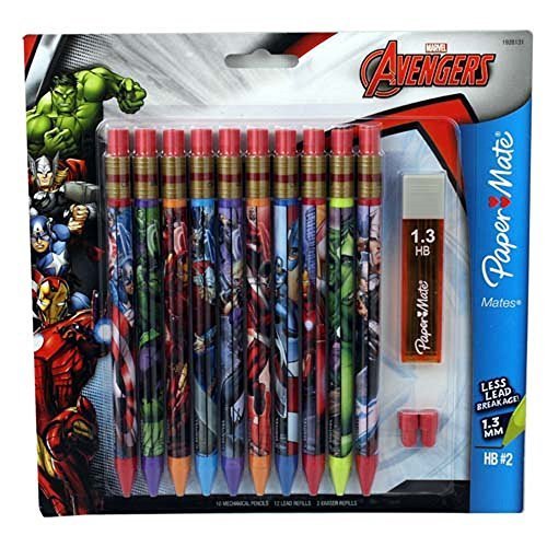 Papermate Marvel Avengers Mechanical Pencils-10 Pack, Leads, Erasers