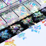 Iridescent Glitter Nail Art Sequins, Holographic 3D Irregular Ultra Thin Nail Art Glitter Flakes Design, Shiny Mermaid Nail Glitter Slices Resin Acrylic Supplies for Women Girls Manicure Decorations