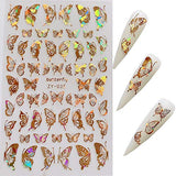 NAIL ANGEL 8Sheets Nail Art Adhesive Sticker Sheets Different Laser Gold and Silver Color Butterfly Shapes Nail Art Decoration 10238