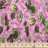 Frog Pond Pink Print Fabric Cotton Polyester Broadcloth By The Yard 60" inches wide