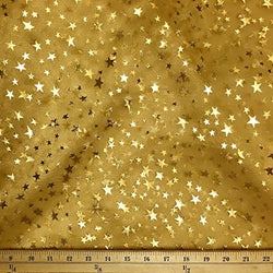 Print Organza Star Fabric Crystal Shiny Crafts Decorations FWD (Gold)