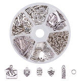 PandaHall Elite About 130 Pcs Tibetan Style MADE WITH LOVE Pendants Charms 5 Shapes with 200 Pcs