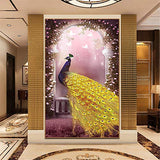 RAILONCH Large DIY 5D Diamond Painting Kits for Adults, Full Drill Embroidery Paint with Diamond for Home Wall Decor(Peacock) (90x140CM)