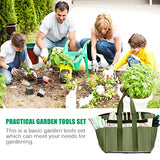 Eslibai 9 Pieces Garden Tools Set, Solid Aluminum Alloy Gardening Tool with Non-Slip Comfortable Handle Fairy Gardening Gifts with Soft Gloves & Beautiful Storage Tote and More