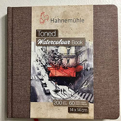 Hahnemühle Toned Watercolor Book - Square 5.5x5.5 Inch Tan Tinted Tinted Watercolor Sketchbook for Painting Drawing Sketching and Mixed Media - Professional 200 GSM Tan Toned Watercolor Paper Book