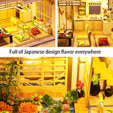 Dollhouse Miniature with Furniture,DIY 3D Wooden Doll House Kit Japanese Style Building Plus with Dust Cover and Music Movement,1:24 Scale Creative Room Idea Best Gift for Children Friend Lover M030