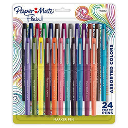 Paper Mate Felt Tip Marker Pens, Medium Tip, 24ct - Tropical & Multicolor Ink