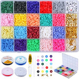 MECUMZ 4000 Pcs Polymer Clay Beads for Bracelets Making Kit -6mm Flat Kits -20 Color DIY Bead Bracelet & Jewelry Preppy Beads-Flat Clay, Small