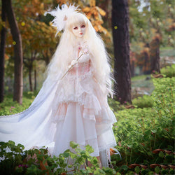 BJD Handmade Doll White Fantasy Dress Suit Including Necklaces and Headdresses for 1/3 BJD Girl Dolls Clothes Accessories