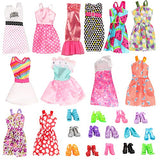 Miunana 22 Pack Handmade Doll Clothes and Accessories 12 pcs Fashion Dresses and 10 Girl Doll Shoes for 11.5 inch Dolls