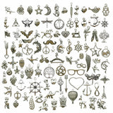 100g (about 100pcs) Craft Supplies Small Antique Silver Charms Pendants for Crafting, Jewelry