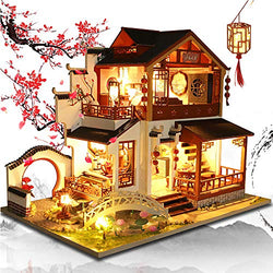 SYW 3D Wooden Assembled Dollhouse Kit DIY Miniature Chinese Style Courtyard Scene Building Furnished Puzzle Creative Gift