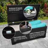 Patio Wicker Furniture Set 6 Pieces Outdoor PE Rattan Conversation Couch Sectional Chair Sofa Set with Turquoise Cushion