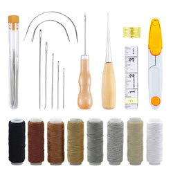 Upholstery Repair Kit 29-Pack, Leather Craft Tool Kit Leather Hand Sewing Needles Canvas Thread and Needles Tape Measure Large-Eye Stitching Needles for Leather Repair