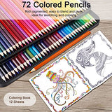 72 Watercolor Pencils Set for Adult Coloring Books, Soft Core, Art Supplies Colored Pencils Professional, Numbered, with a Brush and Drawing Pencils Kit Gift Case for Teens Kids Beginners
